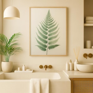 Fern Botanical Wall Art – Minimalist Green Nature Print – Digital Botanical Poster