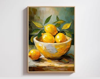 Mediterranean Lemon Art Print – Bright Citrus Kitchen Wall Decor