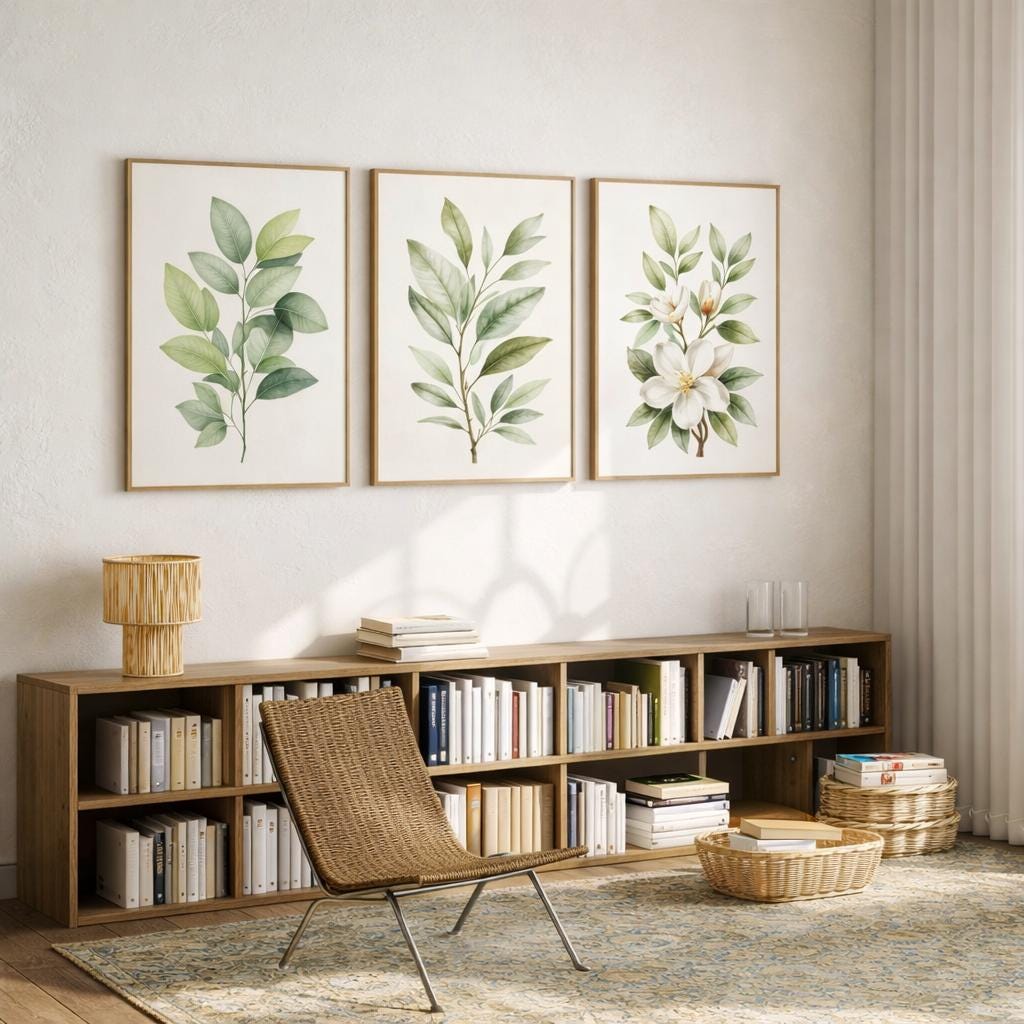 Sage Green Botanical Wall Art Set of 3 – Magnolia & Leaf Prints ...