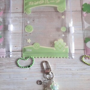 Glitter Tamagotchi Case or Fan Photocard or ID Holder: Candy, Strawberry, Melon Protective Sleeve with Handmade Charm Attachments Melon Green Turtle