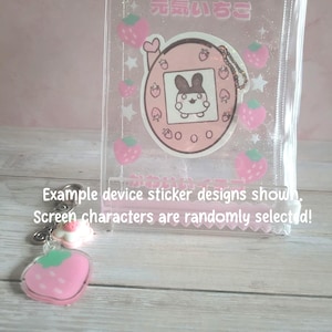 Glitter Tamagotchi Case or Fan Photocard or ID Holder: Candy, Strawberry, Melon Protective Sleeve with Handmade Charm Attachments image 2