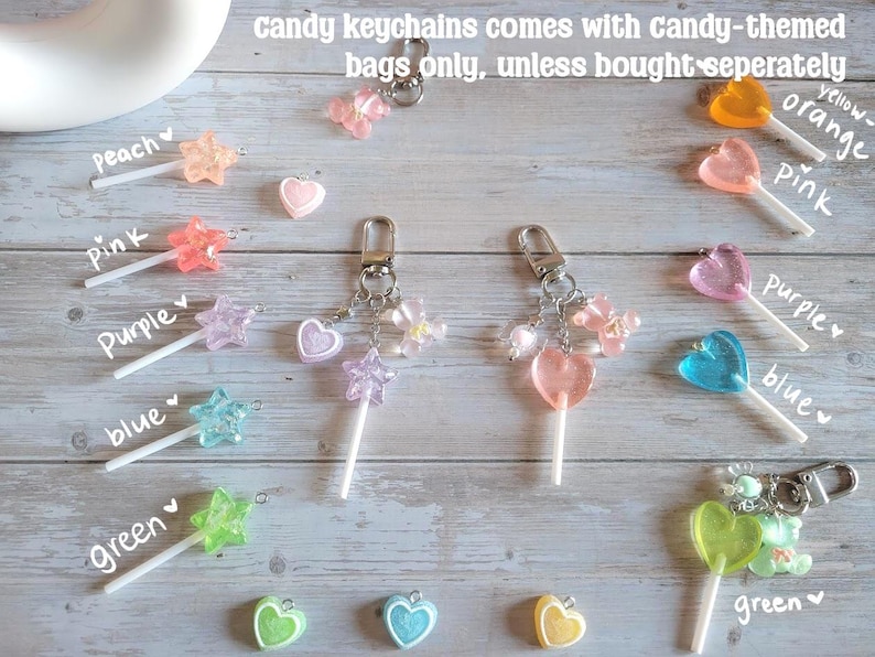 Glitter Tamagotchi Case or Fan Photocard or ID Holder: Candy, Strawberry, Melon Protective Sleeve with Handmade Charm Attachments image 11