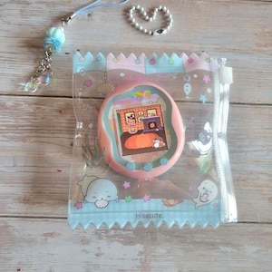 Glitter Tamagotchi Case or Fan Photocard or ID Holder: Candy, Strawberry, Melon Protective Sleeve with Handmade Charm Attachments image 16