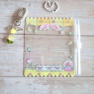 Glitter Tamagotchi Case or Fan Photocard or ID Holder: Candy, Strawberry, Melon Protective Sleeve with Handmade Charm Attachments Flower Yellow