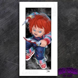 Childs Play Chucky 12x24 Comic Style Horror Art Print