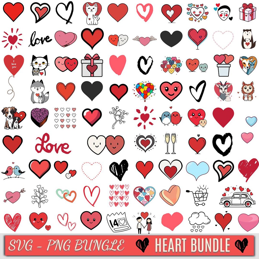 HEART Bundle SVG, HEART Doodle Svg, Heart Svg Cut Files for Cricut ...