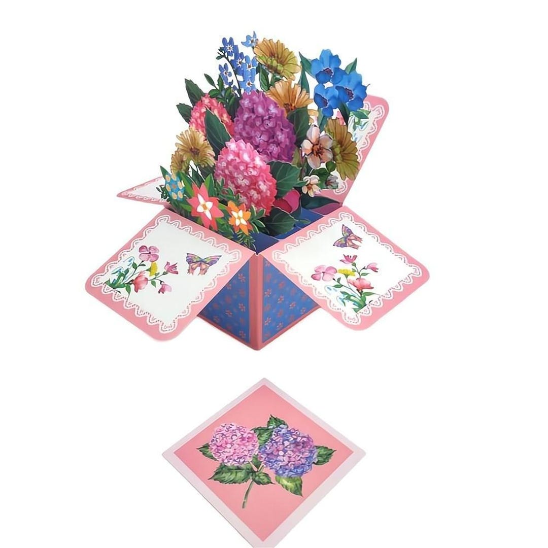 Hydrangea Pop up Box Card Flower 3D Pop up Greeting Card - Etsy