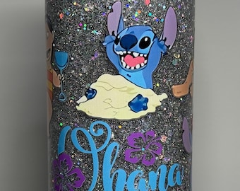 Plastic 16oz Snow Globe Tumbler Cup - Lilo & Stitch Ohana