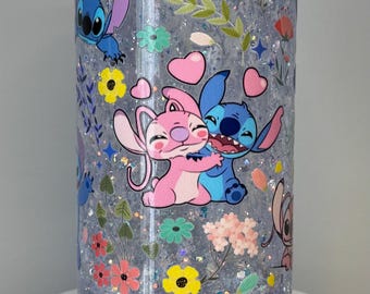 Plastic 16oz Snow Globe Tumbler Cup - Stitch and Angel