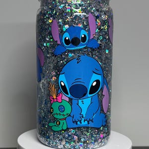 Plastic 16oz Snow Globe Tumbler Cup - Stitch #4