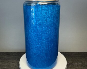Glass Snow Globe Tumbler Cup 16oz. - Blue Lava Liquid