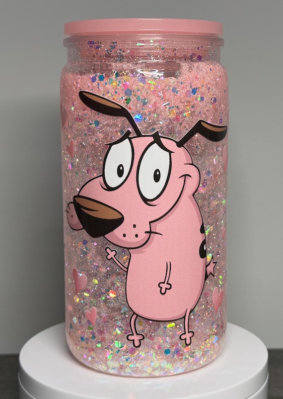 Plastic 16oz Snow Globe Tumbler Cup - Courage the Cowardly Dog #1