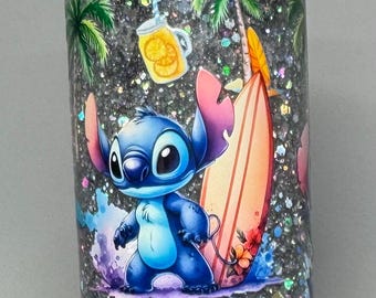 Plastic 16oz Snow Globe Tumbler Cup - Stitch #7