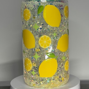 Plastic 16 oz Snow Globe Tumbler Cup - Lemon