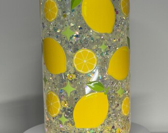 Plastic 16 oz Snow Globe Tumbler Cup - Lemon