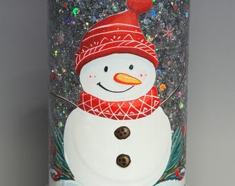 Plastic 16oz Snow Globe Tumbler Cup - Snowman #1