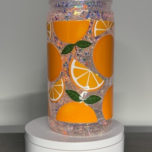Plastic 16 oz. Snow Globe Tumbler Cup - Oranges