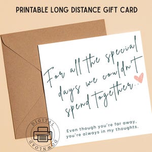 Long Distance Friendship Digital Greeting Card | For the Special Days We Couldn’t Spend Together | Always in My Thoughts | Printable 5x5 inc