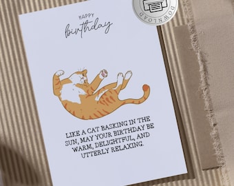 Printable Birthday Card, Funny Cat Birthday Card for Friends, for Mom ...