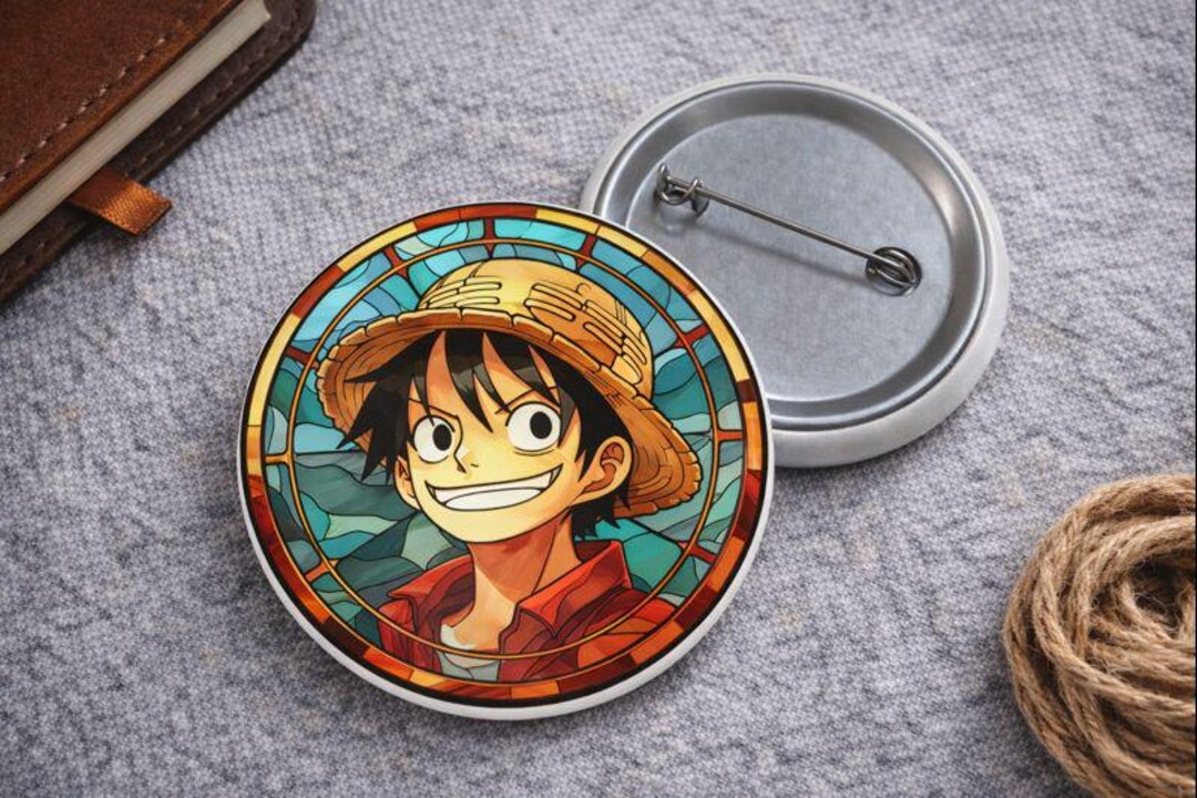 Straw Hat Pirate Anime Pin Button , Anime Character Badge - Etsy