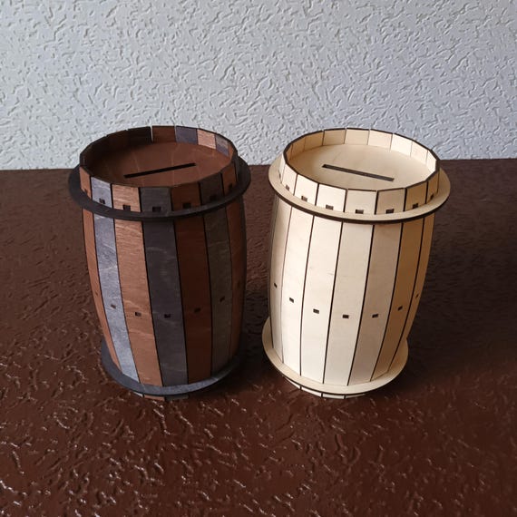 手作りの木製樽型貯金箱：素朴な貯金箱、ユニークな室内装飾 - Etsy 日本