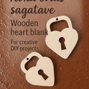 Vorhängeschloss aus Holz mit Schlüsselloch für Ohrringe, zum Basteln, für Schmuck, Bastelarbeiten und mehr