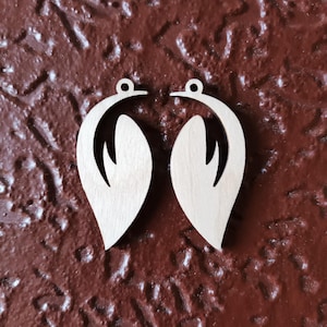 Unfinished Laser Cut Natural Wood Pendants Earrings Necklaces, Wood Leaf