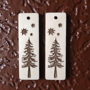 Unfinished Laser Cut Natural Wood Pendants Earrings Necklaces, Wood Tree (a-12)