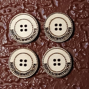 Wooden Buttons Varnished Handmade Laser