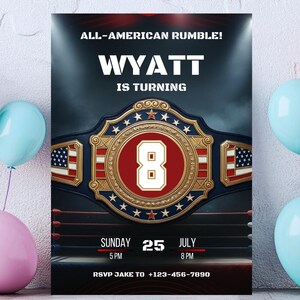 Boxing Theme Invitation, Boxing Birthday Invitation, Boxing Invitation Digital, Boxing Party Invitation, wwe Birthday Invitation, Boxing