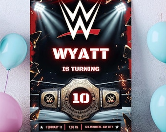 wwe birthday invitation, wwe invitation template, wwe birthday party invitation, wwe birthday card printable, Wrestling theme invitation