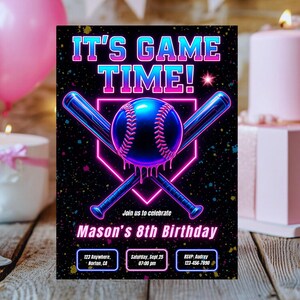 Baseball Birthday Invitation, Boy Birthday Invitation Baseball, Baseball 2nd Birthday Invitation, Baseball Invitation Canva, Baseball Drip