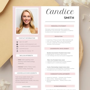 Sorority Resume Template, Pink Minimalist Resume Template, Sorority Letters, Customizable Sorority Resume, Fraternity Resume Template, Canva