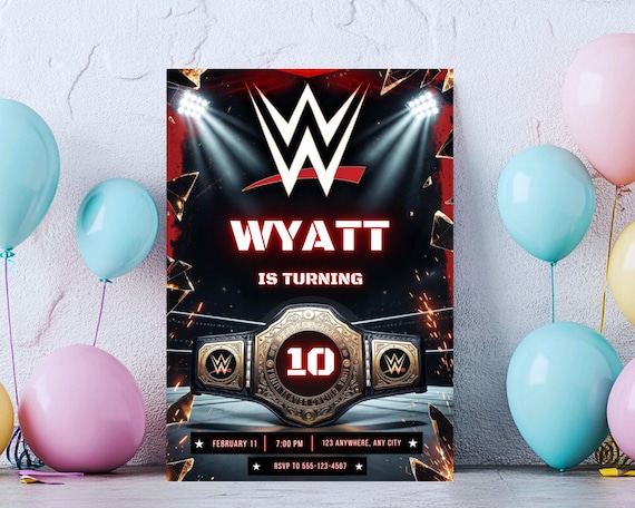wwe birthday invitation, wwe invitation template, wwe birthday party invitation, wwe birthday card printable, Wrestling theme invitation