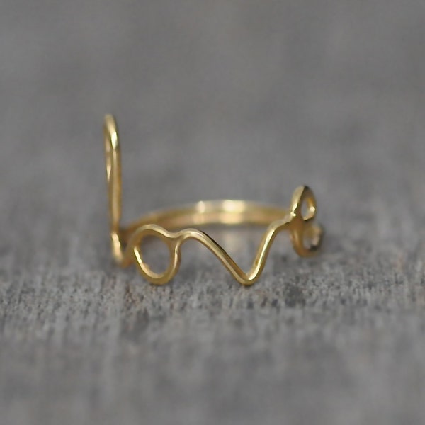 Love Ring - 14 karat Gold Plated Ring, Most Sizes Ready to Ship