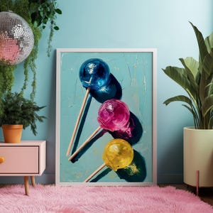 Colorful Lollipop Digital Wall Art | Candy Pop Art Print | Sweet Aesthetic Wall Decor | Maximalist Home Decor