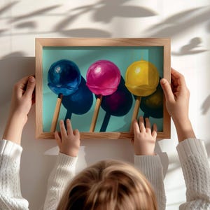 Colourful Lollipop Wall Art for Kitchen or Nursery | Bright Printable Art for Kids Room | Food Poster | Nursery Wall Art Download