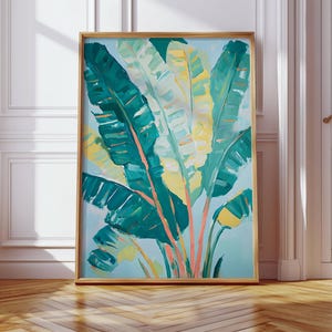 Tropical Digital Print | Banana Leaf Wall Art | Palm Leaf Painting | Green Botanical Decor | Modern Jungle Art | Printable Wall Art