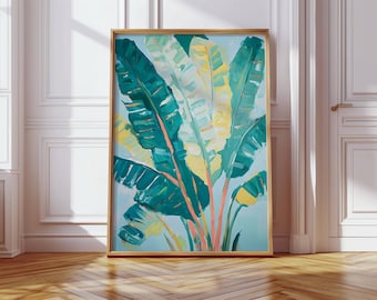 Tropical Digital Print | Banana Leaf Wall Art | Palm Leaf Painting | Green Botanical Decor | Modern Jungle Art | Printable Wall Art