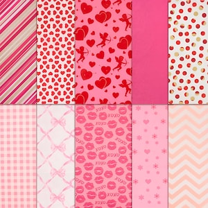 100 fogli di carta velina per San Valentino - Cuore d'amore, Cupido, Bacio, XOXO Designs (rosa e rosso), 20 x 14 pollici - Sacchetto regalo, compleanno, decorazioni artigianali
