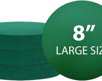 Confezione da 4 blocchi rotondi in schiuma floreale per fiori freschi e artificiali, ciascuno (20,3 x 3,8 cm), schiuma per fiori verdi secchi e bagnati per composizioni floreali.