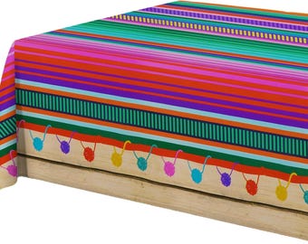 2PCS Fiesta Tablecloth for Mexican Themed Party Decorations, Plastic Tablecover Multicolor Style for Fiesta Birthday, Taco Night,
