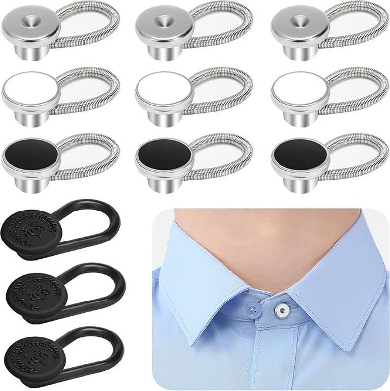 Spring Pushutton Extender PCS Shirt Collar Button Extenders, Comfortable Neck Button Extender for ...