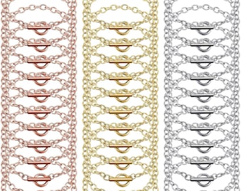 24 Pieces Bracelet Chains Bulk with OT Toggle Clasp Alloy Link Chains DIY Jewelry Making Bracelets for Women DIY Jewelry Crafts Supplies