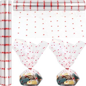 Hartvormig cellofaanwikkel (100' x 16", 2,3 mil) - doorzichtige cello voor geschenken, manden, bloemen, lekkernijen - verjaardagen, feestdagen, diploma-uitreikingen