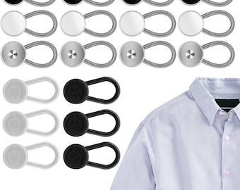 18PCS Metal Collar Buttons Extenders Elastic Button Extender Neck Extenders for Shirt Dress Coat