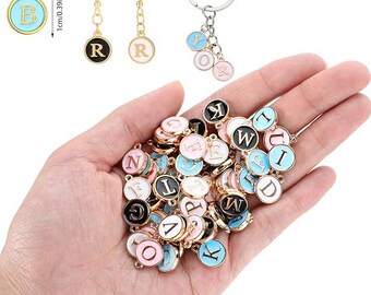 104 Letter Charms for Jewelry Making - Initial Charms for Bracelets, Necklaces, DIY (Black, White, Pink, Blue)