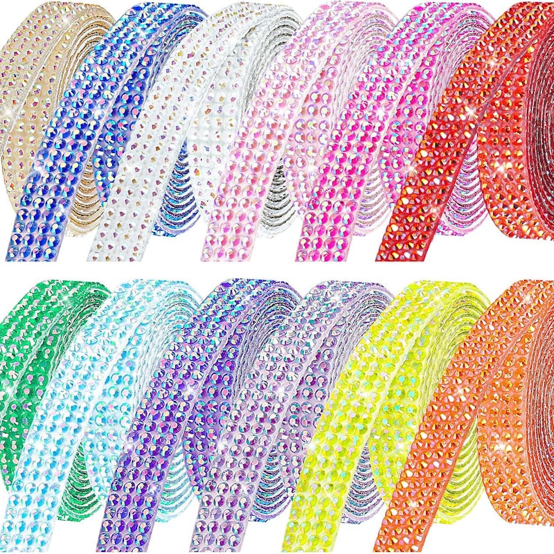 QUARKZMAN Strassband Selbstklebend – Glitzer Streifen Für DIY, Kleidung & Deko, Rot