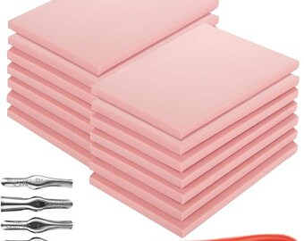 15x 4x6" Rubber Linocut Kit (Pink) with Tools