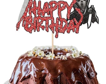 1 paquete de adornos para tarta de cumpleaños con temática de película de terror de Halloween, decoración para tarta de cumpleaños con temática de terror sangriento, fiesta de Halloween